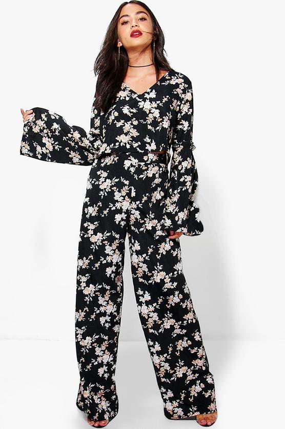 Ruby Floral Crop And Trouser Co-Ord